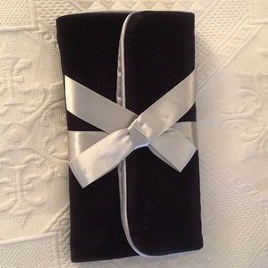 BRAND NEW BLACK VELVET AND SILVER SATIN JEWELRY  HOLDER